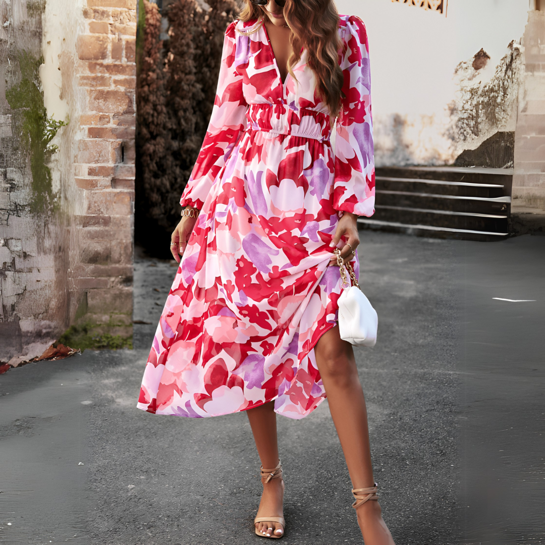 Solange | Robe longue à imprimé bohème