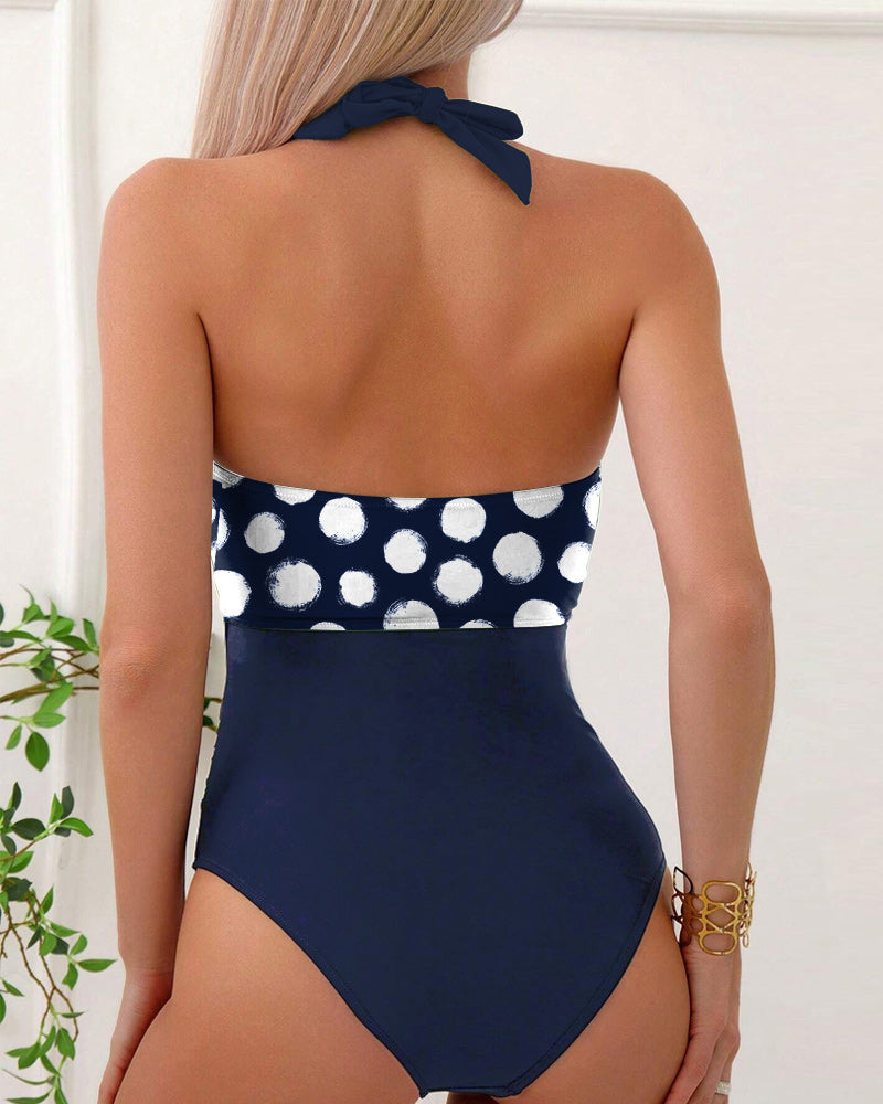 Maillot De Bain Une Pièce Avec Nœud À Pois