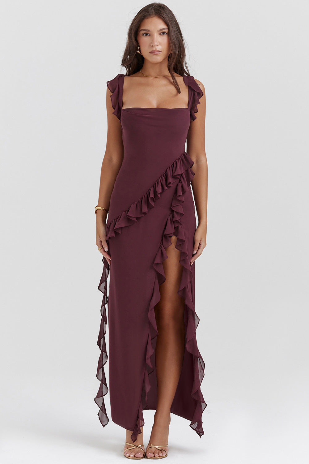 Amira Robe Longue – Prune Foncé